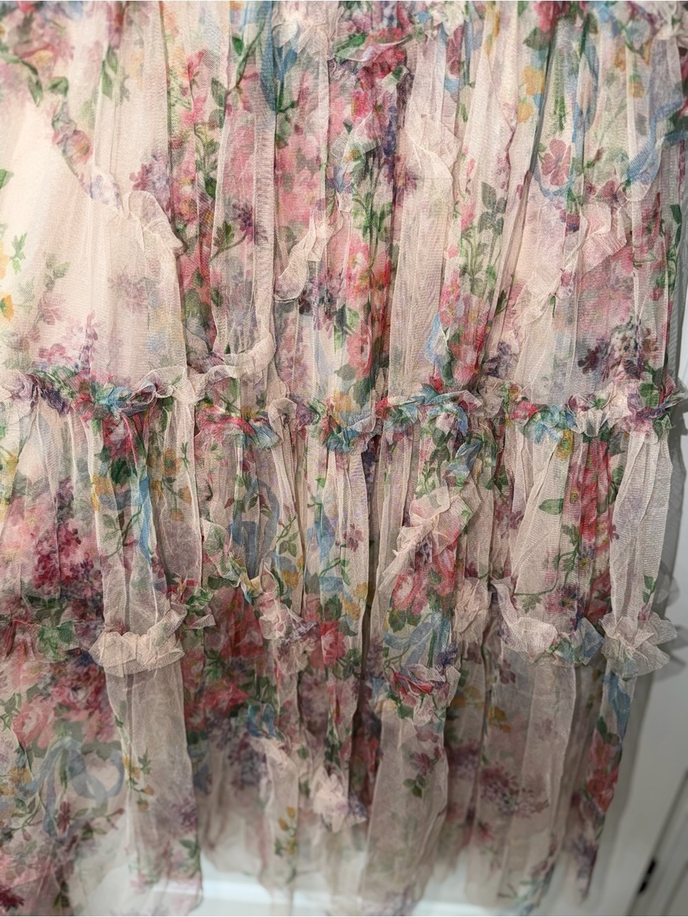 NWT CATCHALL Floral Ruffle Mesh Tiered Maxi Dress Romantic Cottagecore - Picture 7 of 11